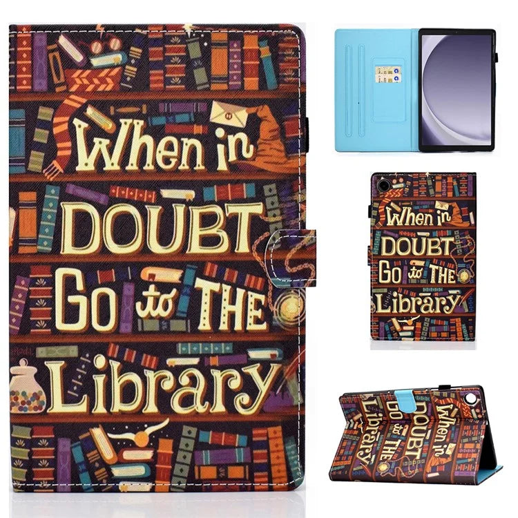 For Samsung Galaxy Tab A9+ Pattern Printing Stand Cover PU Leather Card Holder Tablet Case