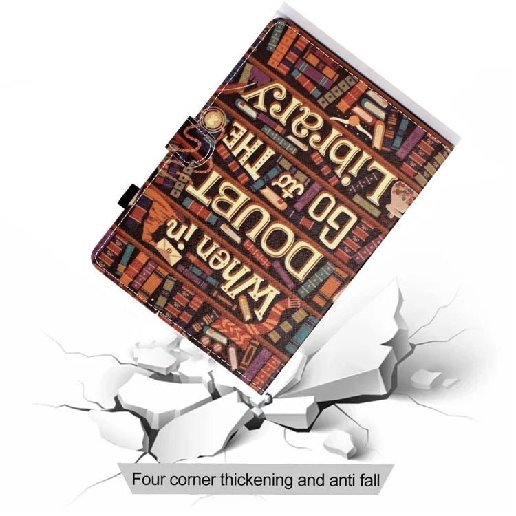 For Samsung Galaxy Tab A9+ Pattern Printing Stand Cover PU Leather Card Holder Tablet Case