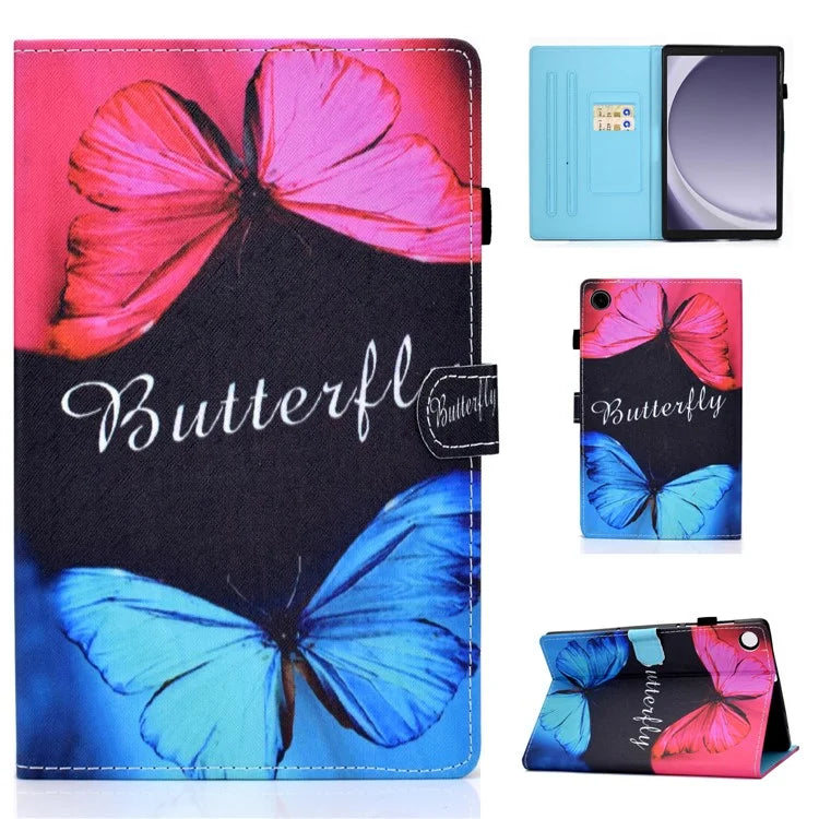 For Samsung Galaxy Tab A9+ Pattern Printing Stand Cover PU Leather Card Holder Tablet Case