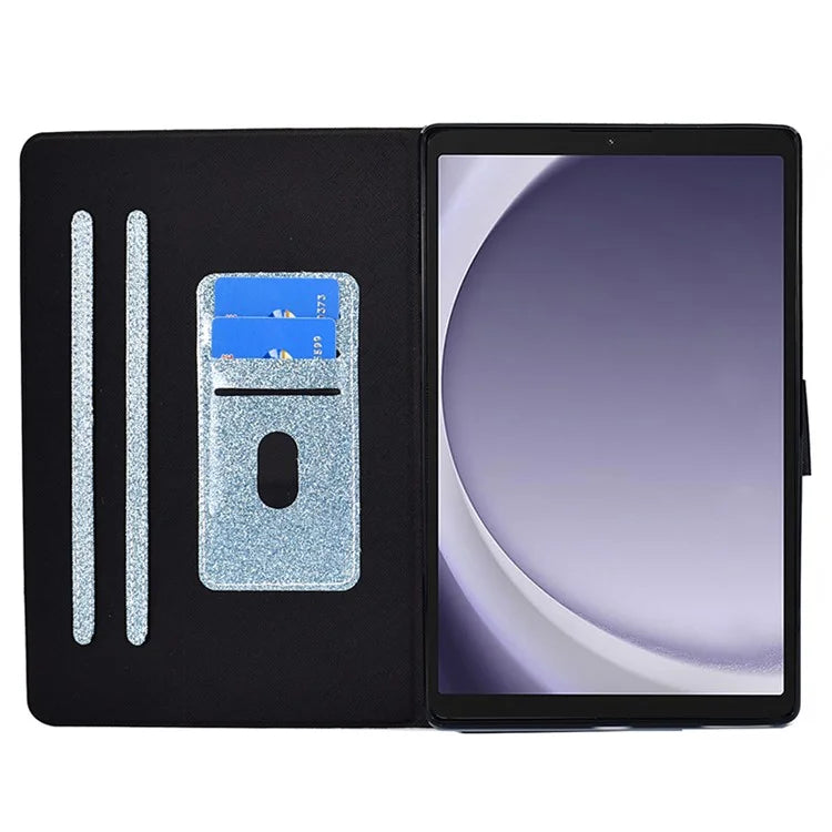 For Samsung Galaxy Tab A9+ Glitter PU Leather Case Card Slots Stand Protective Cover