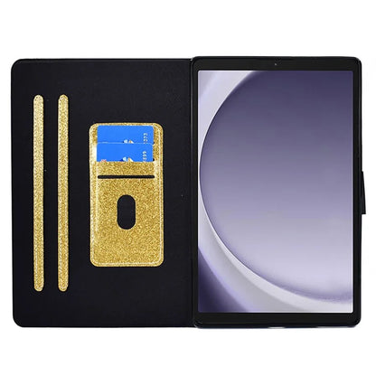 For Samsung Galaxy Tab A9+ Glitter PU Leather Case Card Slots Stand Protective Cover