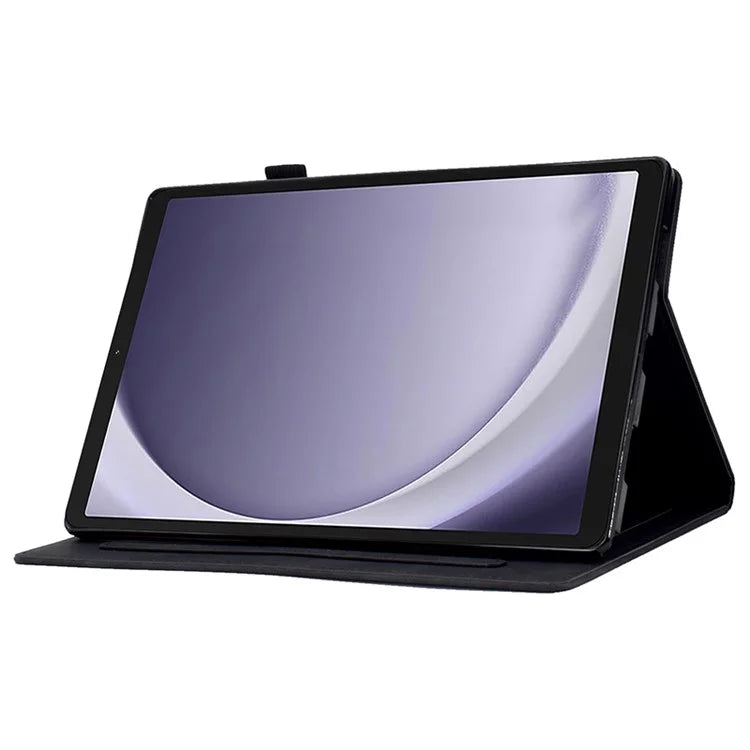 For Samsung Galaxy Tab A9 Smile Imprinted Case Microfiber Leather Card Holder Smart Tablet Cover