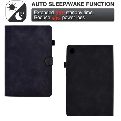 For Samsung Galaxy Tab A9 Smile Imprinted Case Microfiber Leather Card Holder Smart Tablet Cover