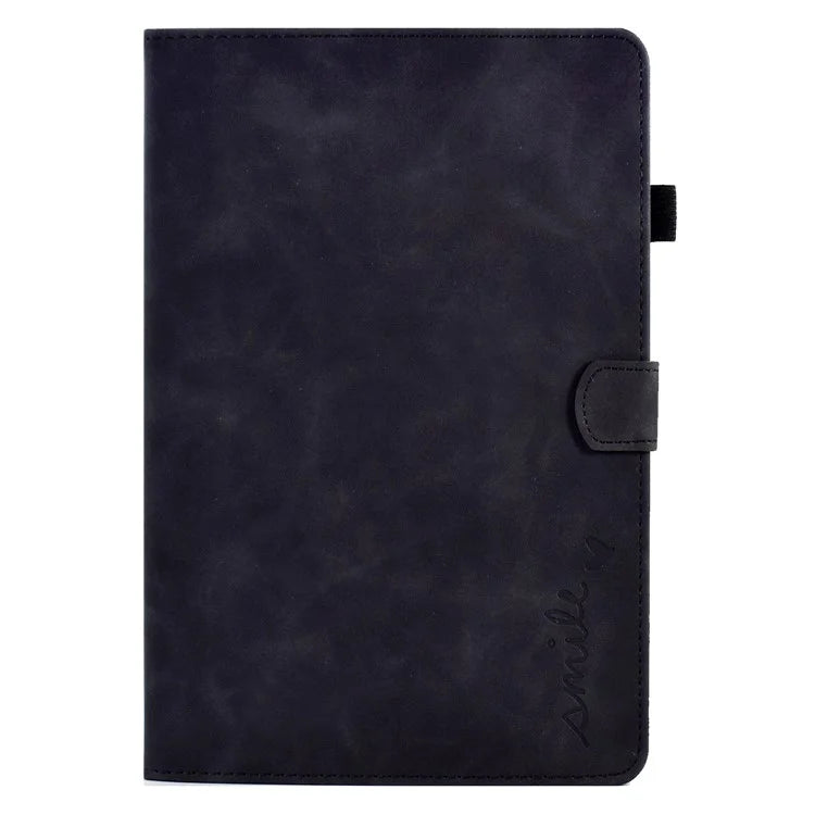 For Samsung Galaxy Tab A9 Smile Imprinted Case Microfiber Leather Card Holder Smart Tablet Cover