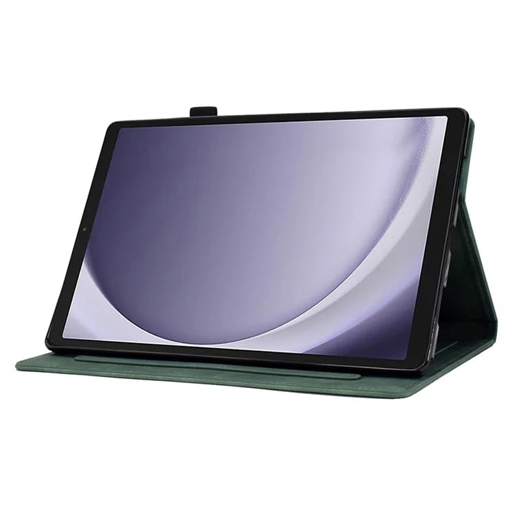 For Samsung Galaxy Tab A9 Smile Imprinted Case Microfiber Leather Card Holder Smart Tablet Cover