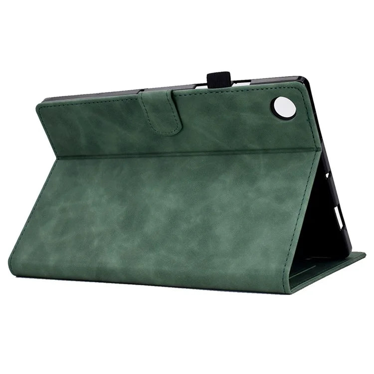 For Samsung Galaxy Tab A9 Smile Imprinted Case Microfiber Leather Card Holder Smart Tablet Cover