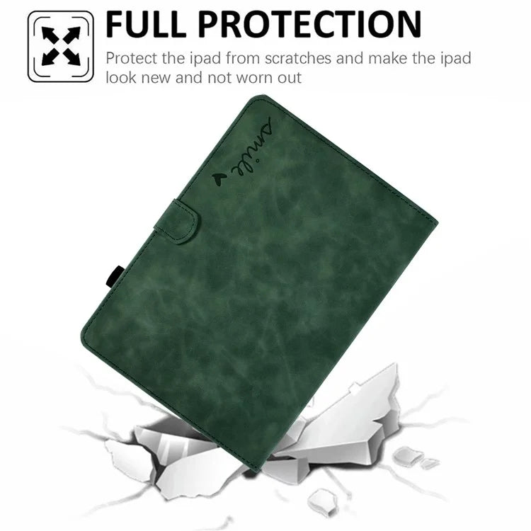 For Samsung Galaxy Tab A9 Smile Imprinted Case Microfiber Leather Card Holder Smart Tablet Cover