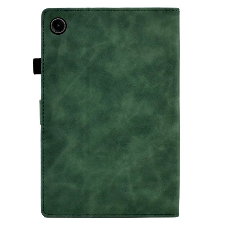 For Samsung Galaxy Tab A9 Smile Imprinted Case Microfiber Leather Card Holder Smart Tablet Cover