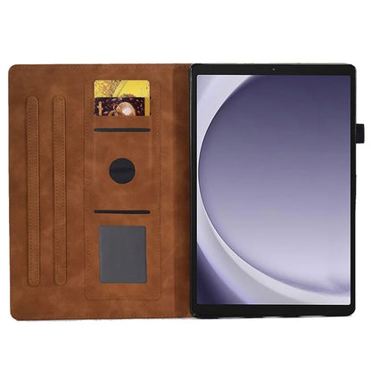 For Samsung Galaxy Tab A9 Smile Imprinted Case Microfiber Leather Card Holder Smart Tablet Cover
