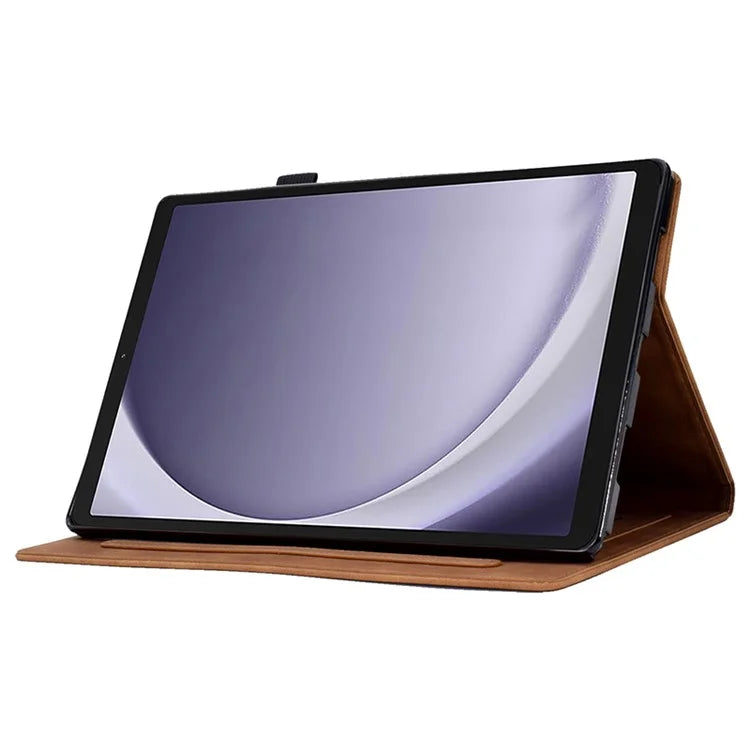 For Samsung Galaxy Tab A9 Smile Imprinted Case Microfiber Leather Card Holder Smart Tablet Cover