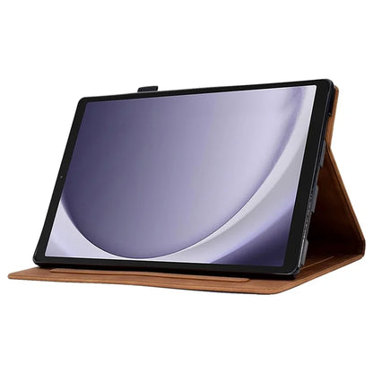 For Samsung Galaxy Tab A9 Smile Imprinted Case Microfiber Leather Card Holder Smart Tablet Cover