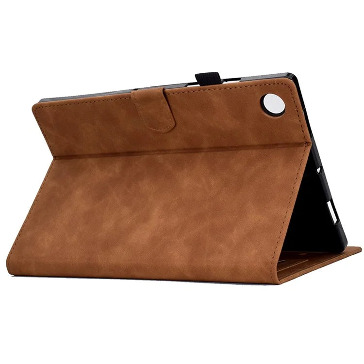For Samsung Galaxy Tab A9 Smile Imprinted Case Microfiber Leather Card Holder Smart Tablet Cover