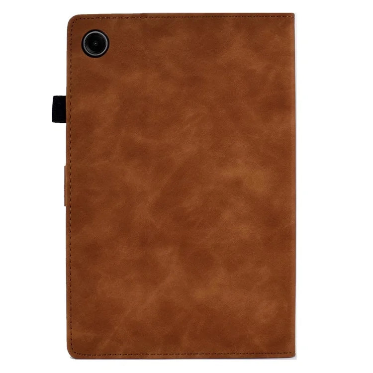 For Samsung Galaxy Tab A9 Smile Imprinted Case Microfiber Leather Card Holder Smart Tablet Cover