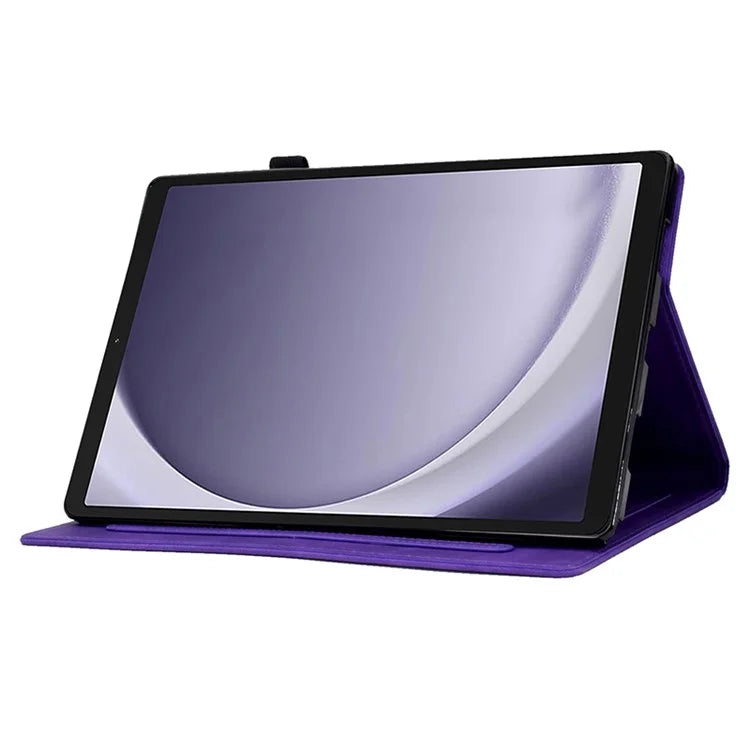 For Samsung Galaxy Tab A9 Smile Imprinted Case Microfiber Leather Card Holder Smart Tablet Cover