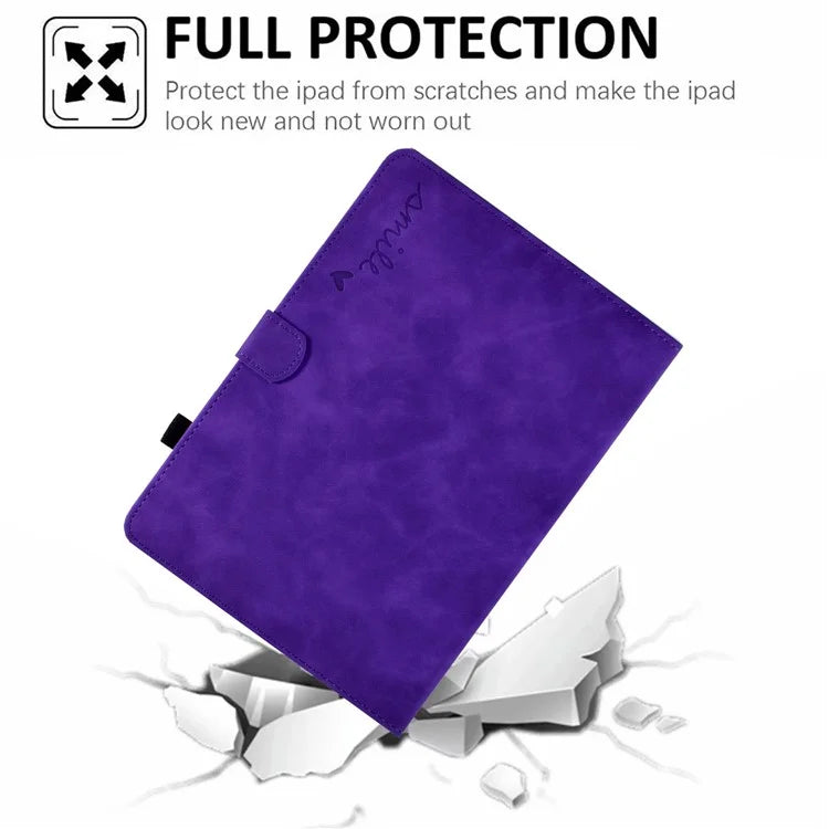 For Samsung Galaxy Tab A9 Smile Imprinted Case Microfiber Leather Card Holder Smart Tablet Cover