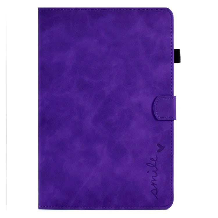 For Samsung Galaxy Tab A9 Smile Imprinted Case Microfiber Leather Card Holder Smart Tablet Cover