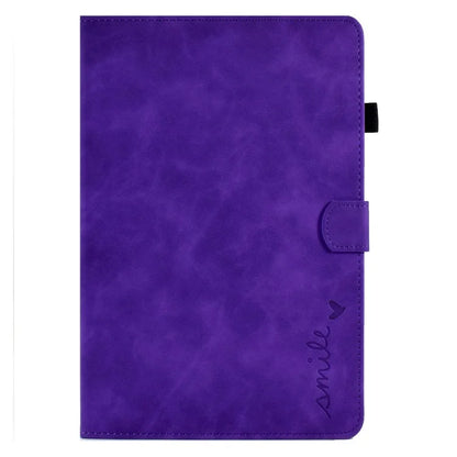 For Samsung Galaxy Tab A9 Smile Imprinted Case Microfiber Leather Card Holder Smart Tablet Cover