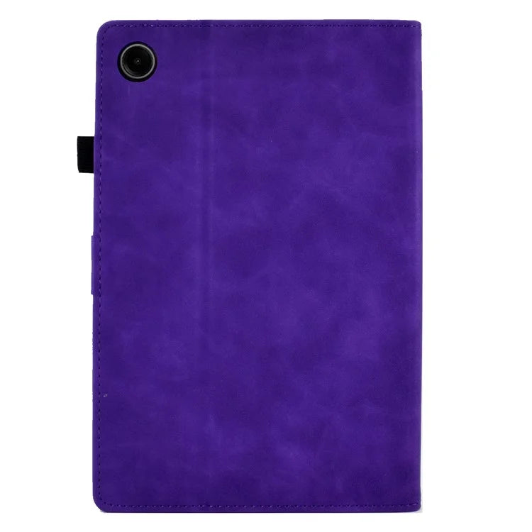 For Samsung Galaxy Tab A9 Smile Imprinted Case Microfiber Leather Card Holder Smart Tablet Cover