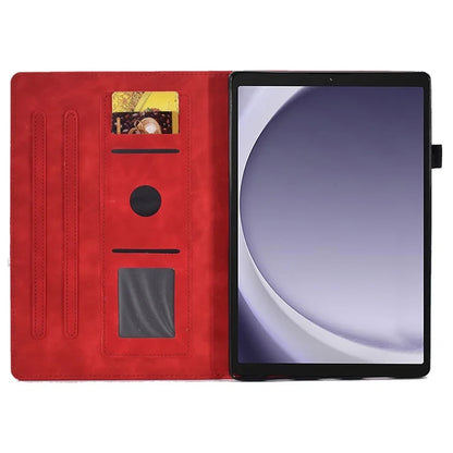 For Samsung Galaxy Tab A9 Smile Imprinted Case Microfiber Leather Card Holder Smart Tablet Cover
