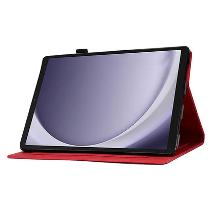 For Samsung Galaxy Tab A9 Smile Imprinted Case Microfiber Leather Card Holder Smart Tablet Cover