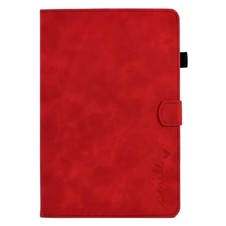 For Samsung Galaxy Tab A9 Smile Imprinted Case Microfiber Leather Card Holder Smart Tablet Cover