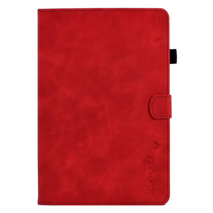 For Samsung Galaxy Tab A9 Smile Imprinted Case Microfiber Leather Card Holder Smart Tablet Cover