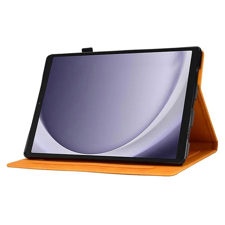For Samsung Galaxy Tab A9 Smile Imprinted Case Microfiber Leather Card Holder Smart Tablet Cover