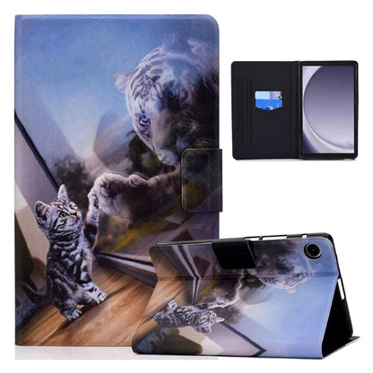 For Samsung Galaxy Tab A9 PU Leather Case Pattern Printing Card Slot Smart Tablet Cover