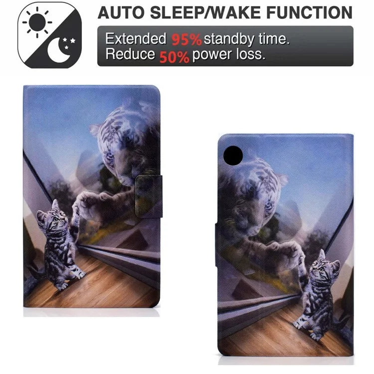 For Samsung Galaxy Tab A9 PU Leather Case Pattern Printing Card Slot Smart Tablet Cover