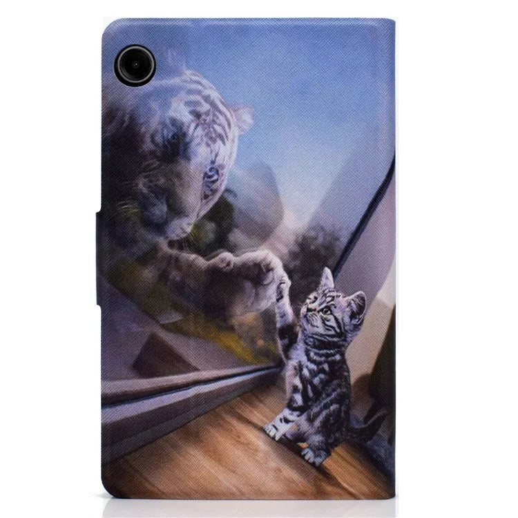 For Samsung Galaxy Tab A9 PU Leather Case Pattern Printing Card Slot Smart Tablet Cover