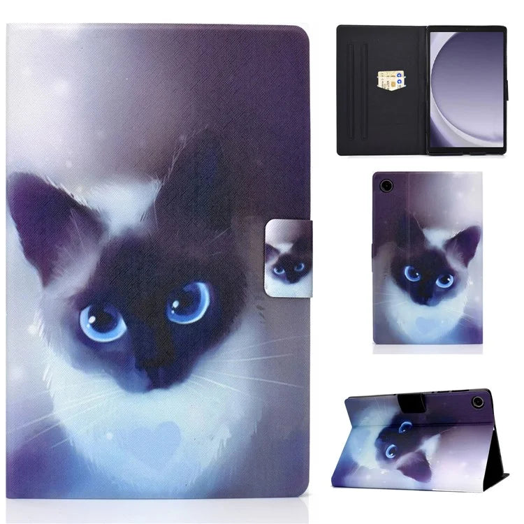 For Samsung Galaxy Tab A9 PU Leather Case Pattern Printing Card Slot Smart Tablet Cover