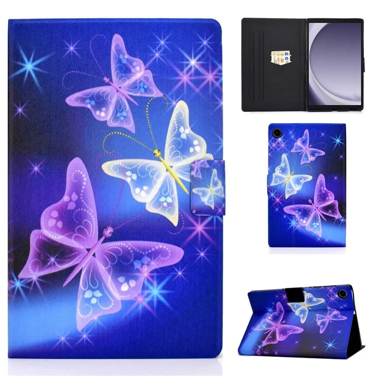 For Samsung Galaxy Tab A9 PU Leather Case Pattern Printing Card Slot Smart Tablet Cover