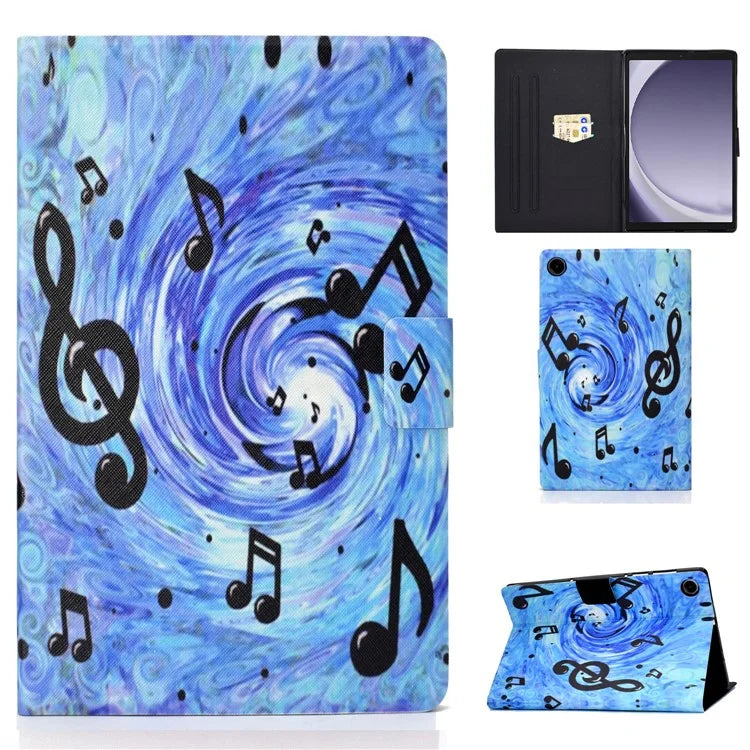 For Samsung Galaxy Tab A9 PU Leather Case Pattern Printing Card Slot Smart Tablet Cover