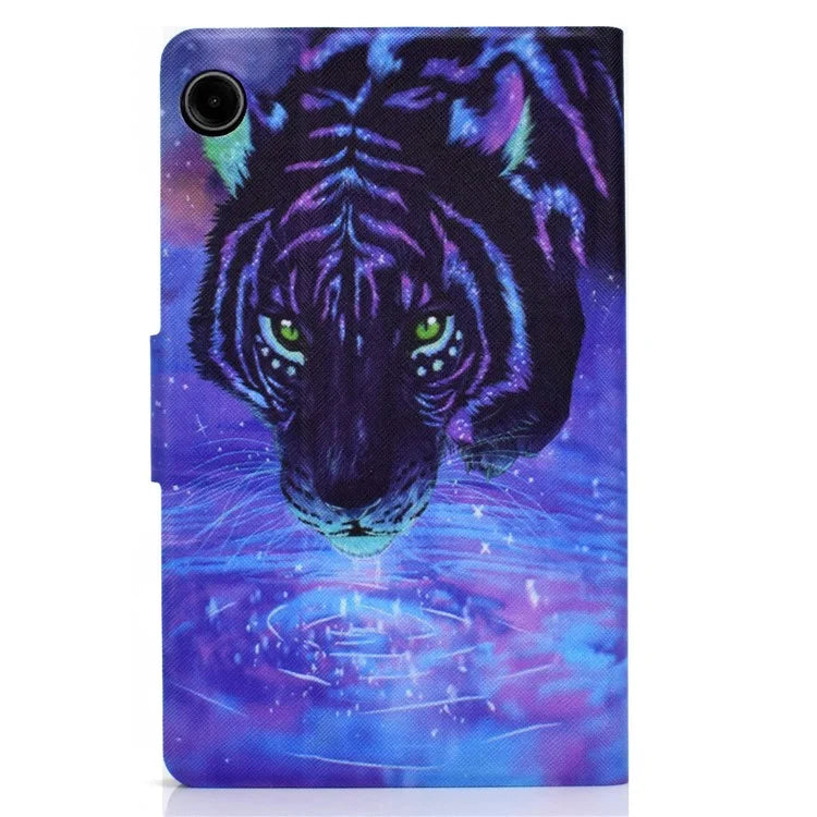 For Samsung Galaxy Tab A9 PU Leather Case Pattern Printing Card Slot Smart Tablet Cover