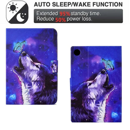 For Samsung Galaxy Tab A9 PU Leather Case Pattern Printing Card Slot Smart Tablet Cover