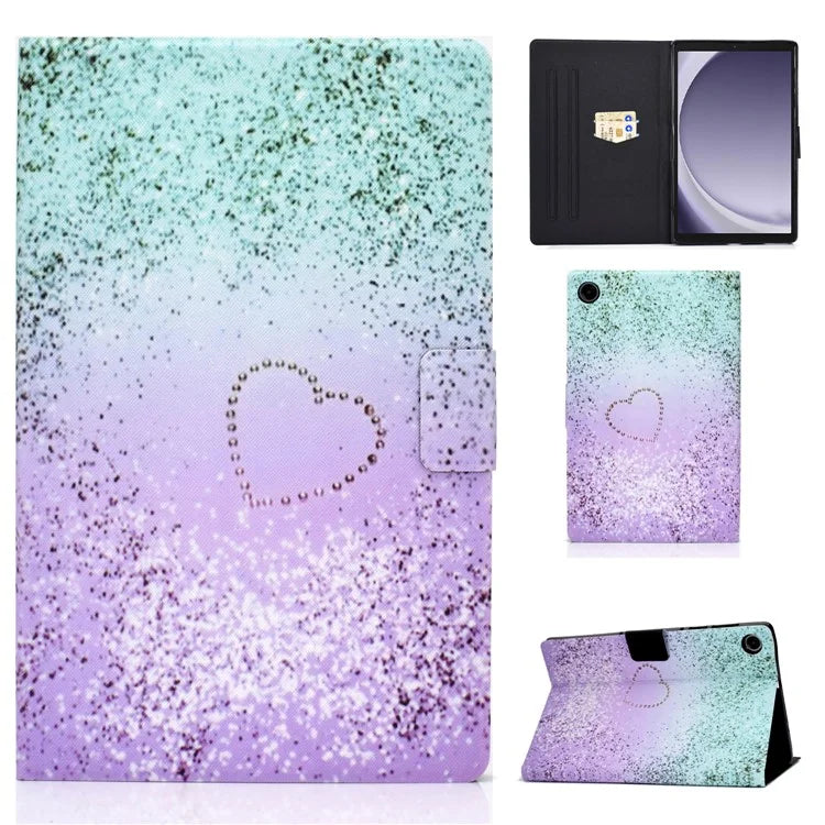 For Samsung Galaxy Tab A9 PU Leather Case Pattern Printing Card Slot Smart Tablet Cover