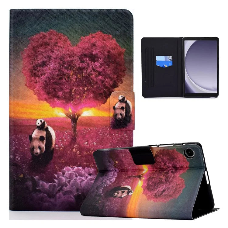 For Samsung Galaxy Tab A9 PU Leather Case Pattern Printing Card Slot Smart Tablet Cover
