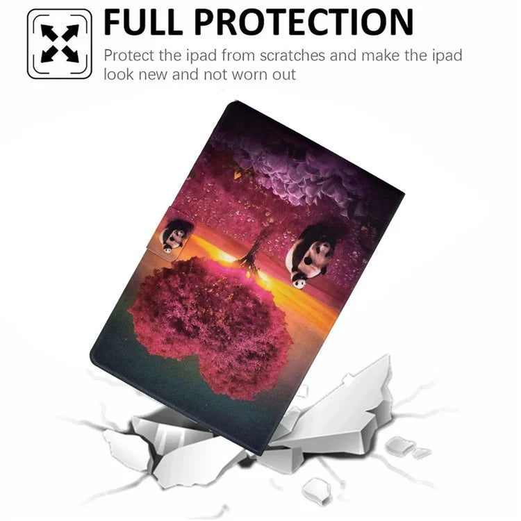 For Samsung Galaxy Tab A9 PU Leather Case Pattern Printing Card Slot Smart Tablet Cover