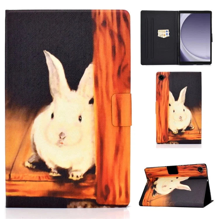 For Samsung Galaxy Tab A9 PU Leather Case Pattern Printing Card Slot Smart Tablet Cover