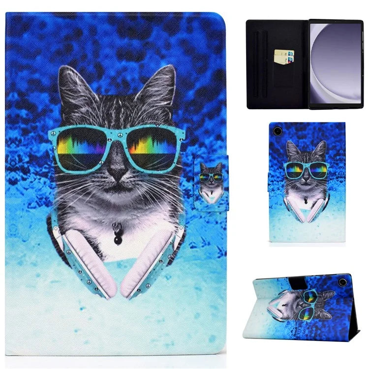 For Samsung Galaxy Tab A9 PU Leather Case Pattern Printing Card Slot Smart Tablet Cover