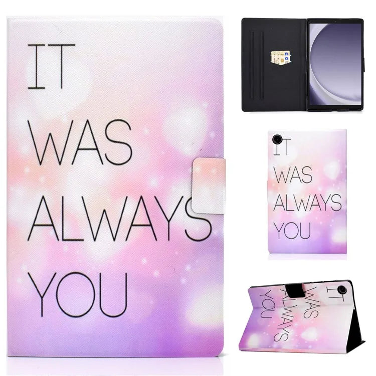 For Samsung Galaxy Tab A9 PU Leather Case Pattern Printing Card Slot Smart Tablet Cover