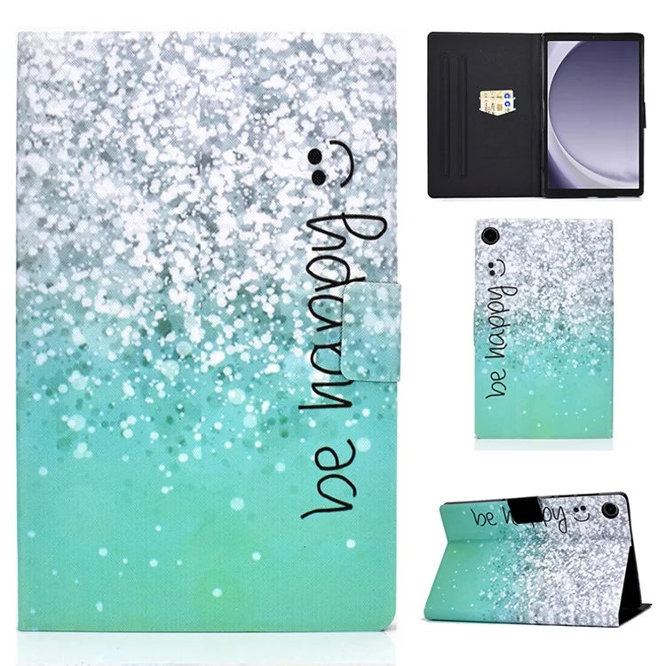 For Samsung Galaxy Tab A9 PU Leather Case Pattern Printing Card Slot Smart Tablet Cover