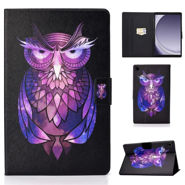 For Samsung Galaxy Tab A9 PU Leather Case Pattern Printing Card Slot Smart Tablet Cover