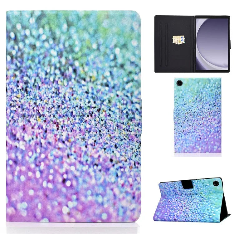 For Samsung Galaxy Tab A9+ PU Leather Stand Cover Pattern Printing Tablet Case with Auto Sleep / Wake
