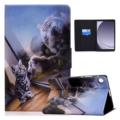 For Samsung Galaxy Tab A9+ PU Leather Stand Cover Pattern Printing Tablet Case with Auto Sleep / Wake