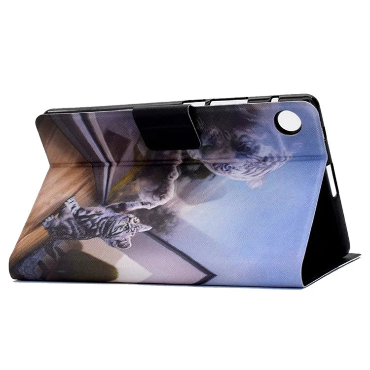 For Samsung Galaxy Tab A9+ PU Leather Stand Cover Pattern Printing Tablet Case with Auto Sleep / Wake
