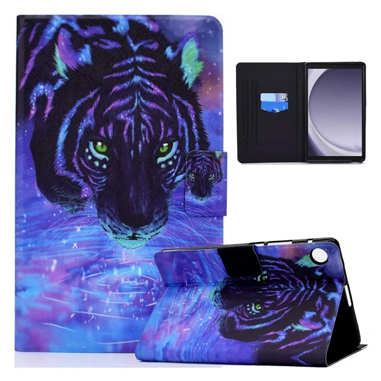 For Samsung Galaxy Tab A9+ PU Leather Stand Cover Pattern Printing Tablet Case with Auto Sleep / Wake
