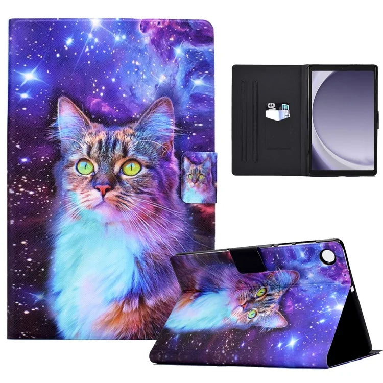 For Samsung Galaxy Tab A9+ PU Leather Stand Cover Pattern Printing Tablet Case with Auto Sleep / Wake
