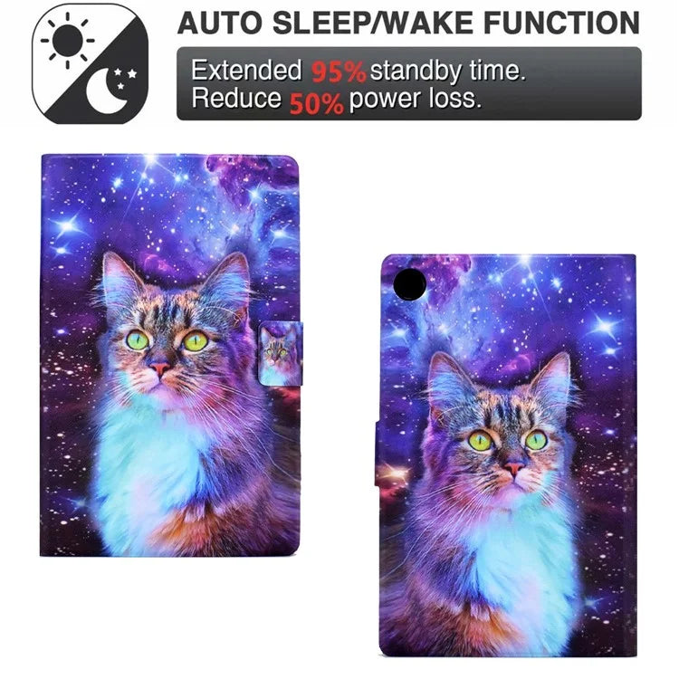 For Samsung Galaxy Tab A9+ PU Leather Stand Cover Pattern Printing Tablet Case with Auto Sleep / Wake