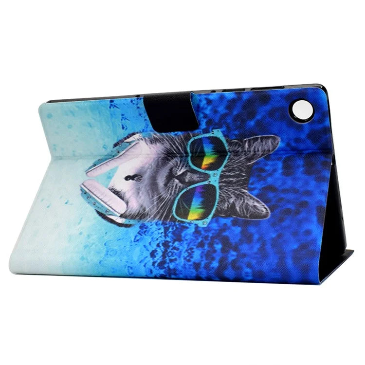 For Samsung Galaxy Tab A9+ PU Leather Stand Cover Pattern Printing Tablet Case with Auto Sleep / Wake